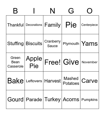 Thanksgiving! Bingo Card