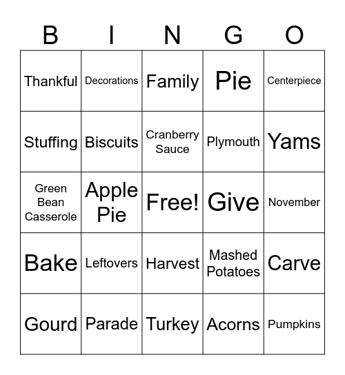Thanksgiving! Bingo Card