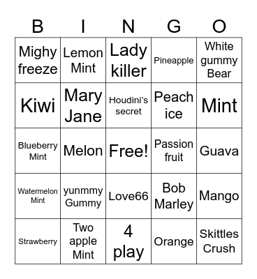 Hookah & Hotties Bingo Card