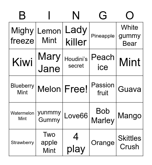 Hookah & Hotties Bingo Card