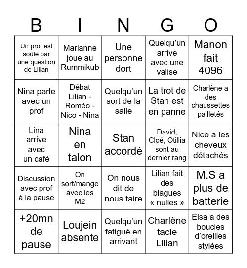 Bingo M1 PN4C Bingo Card