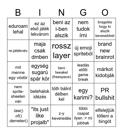 MagyLekvár Bingo Card