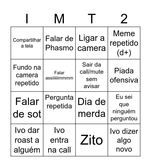 Ivo Bingo Card