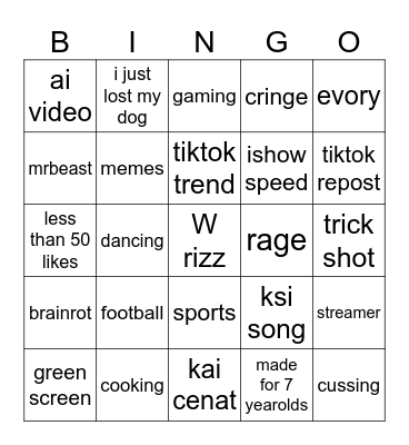 dingle shorts Bingo Card