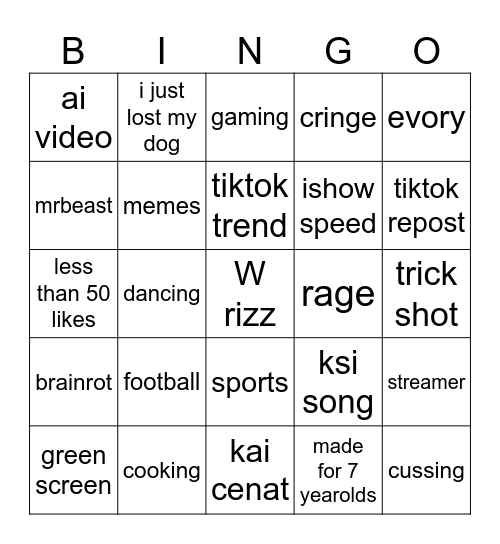 dingle shorts Bingo Card