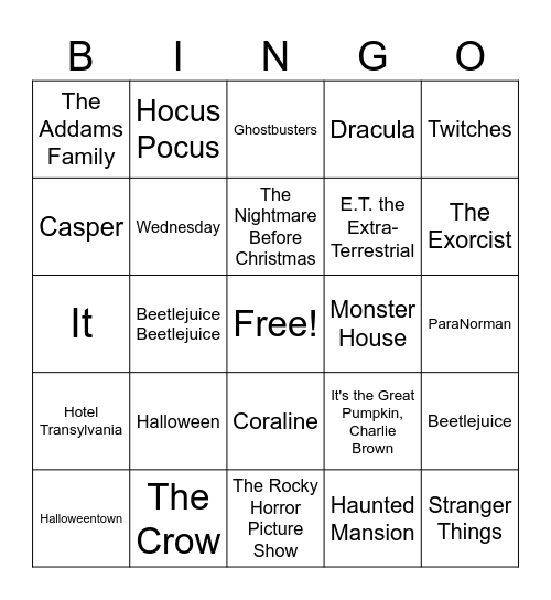 Halloween Bingo Card