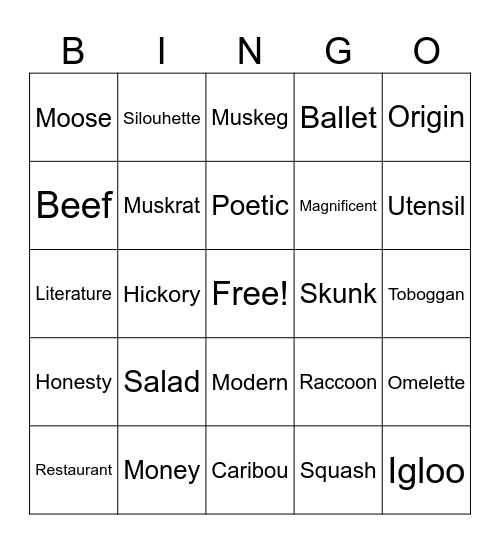 Untitled Bingo Card