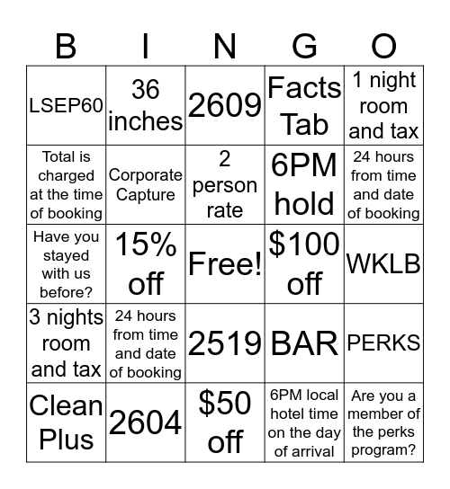 Review! Bingo Card