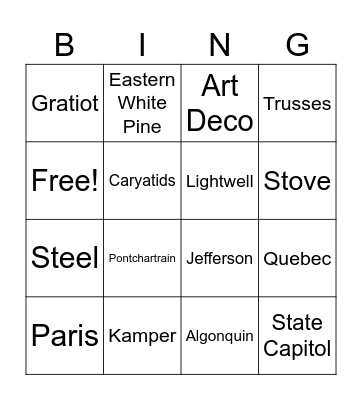 Detroit Strolling Bingo - A Bingo Card