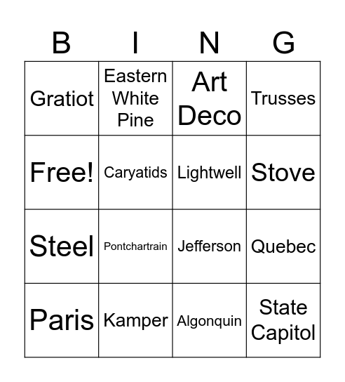 Detroit Strolling Bingo - A Bingo Card