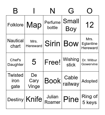 Greenglass House Bingo Card