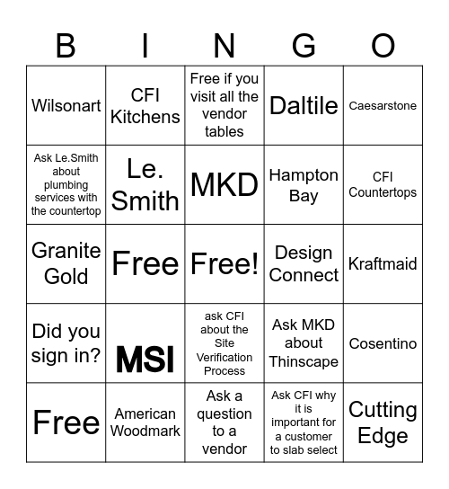 D29 Vendor PK Roadshow Bingo Card