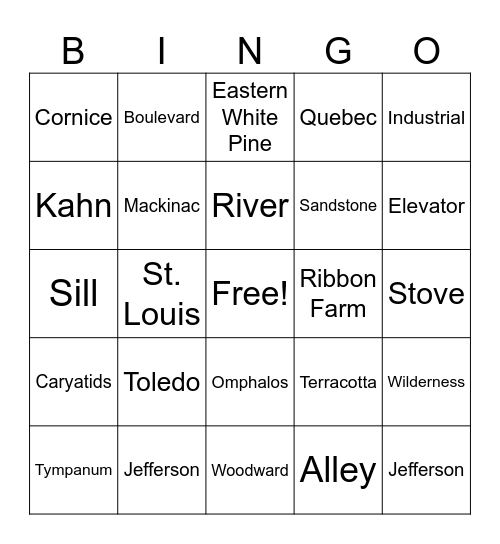 Detroit Strolling Bingo Card