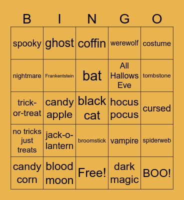 Halloween Bingo Card