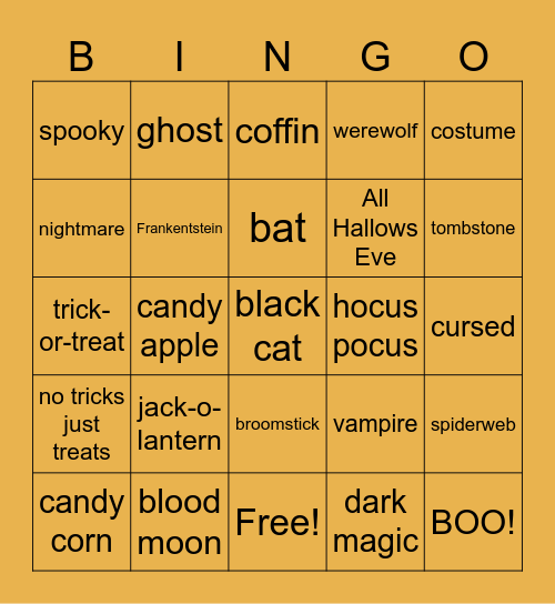 Halloween Bingo Card