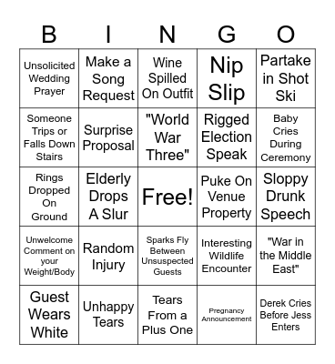 D+J Wedding Bingo Card