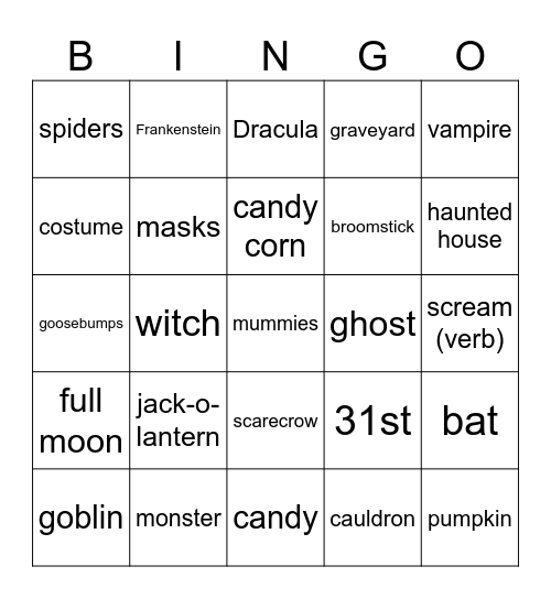 Halloween Bingo Card