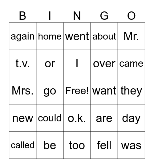 29 Bingo Card