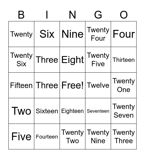 Test Bingo Card