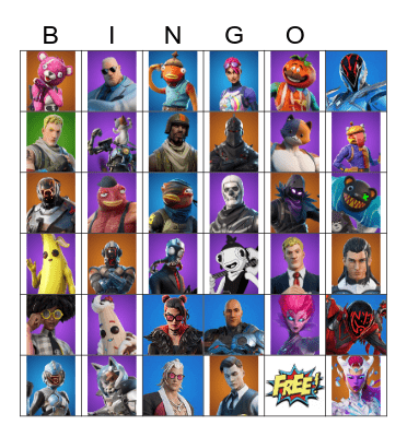 fortnite BINGO Card