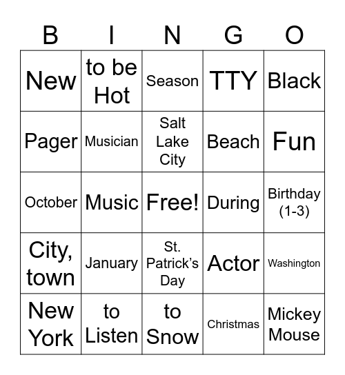 Unit 3 Bingo Card