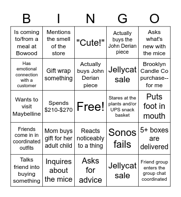 Holliday Bingo Card