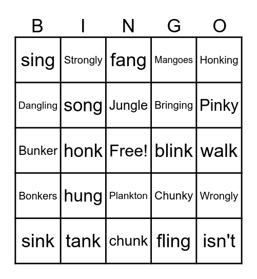 Ending N Blends Bingo Card