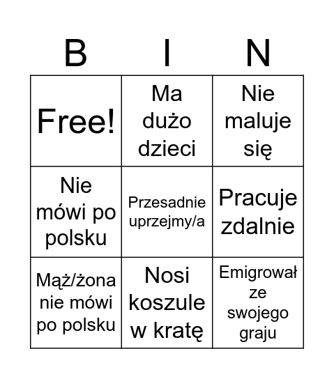 Ludzie z kościoła bingo Card