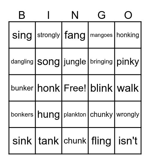 Ending N Blends Bingo Card