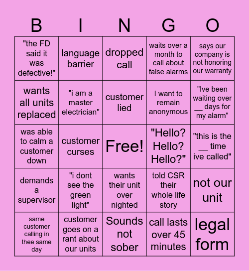 kidde bingo Card