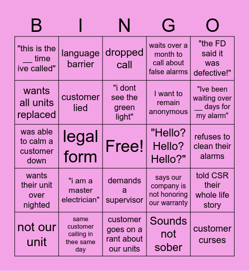 kidde bingo Card