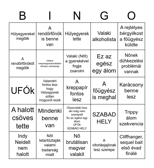 Enyhül a kedélyállapotom Bingo Card