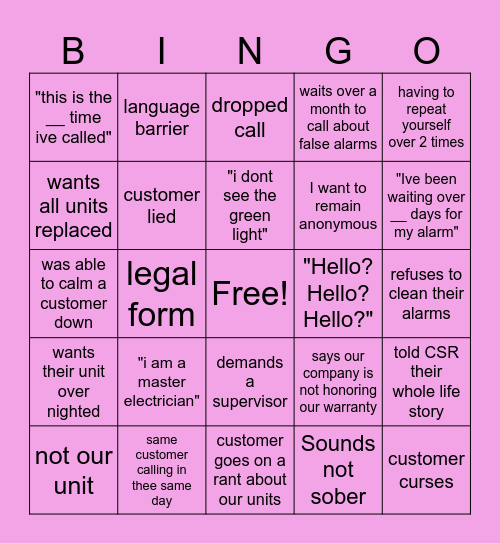 kidde bingo Card