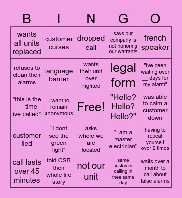 kidde bingo Card