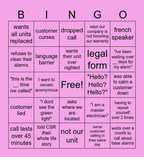 kidde bingo Card