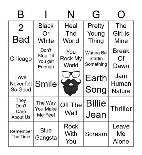 Michael Jackson | RD 1 | Top Hits Bingo Card