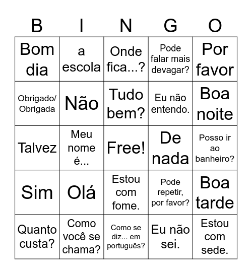 Portugiesisch Bingo Card