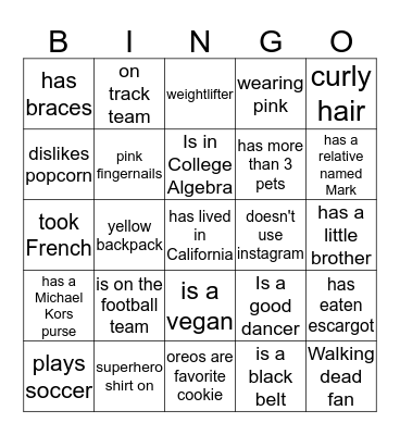 Human Bingo Card