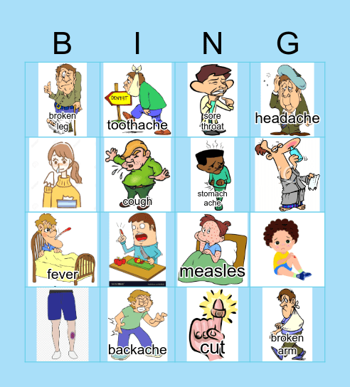 Health problems Bingo Card