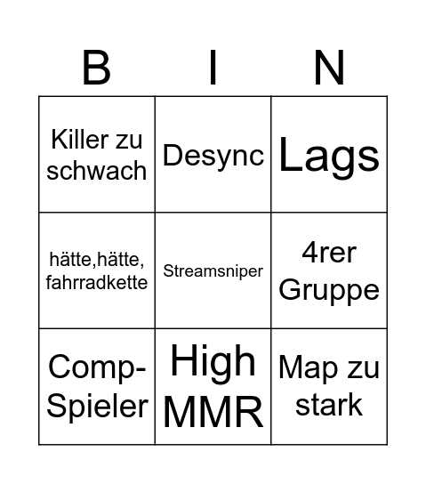 Motzboters Bingocard Bingo Card