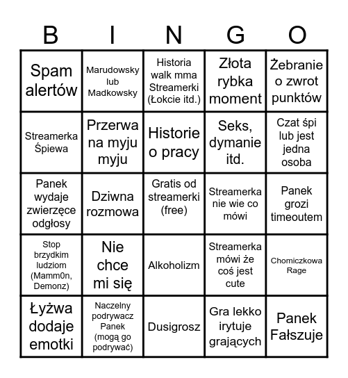 XXUNIVERSERS UWU BINGO Card