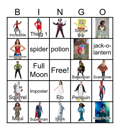 Halloween Costumes Bingo Card