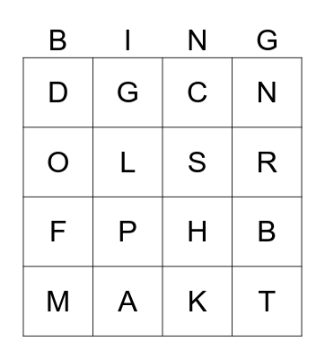 Alphabet BINGO Card