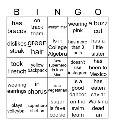 Human Bingo Card