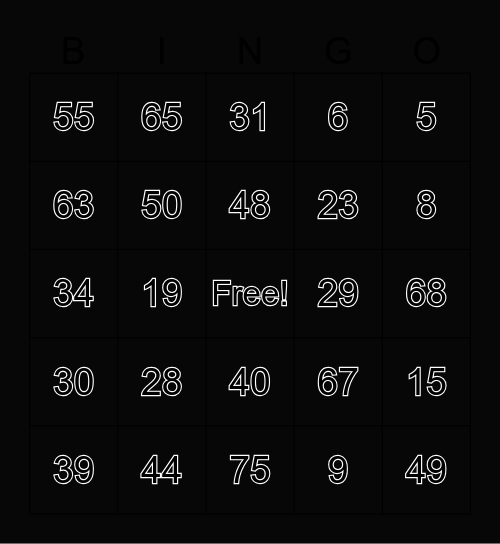 Number Bingo 175 Bingo Card