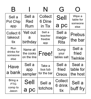 Server bingo Card