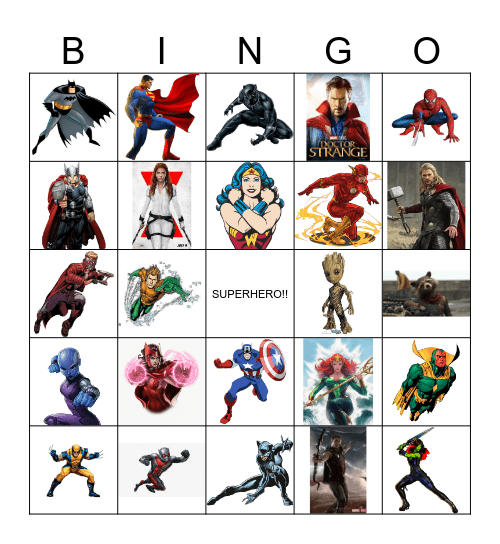 SUPER HERO Bingo Card