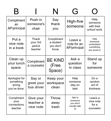 WORLD KINDNESS DAY Bingo Card