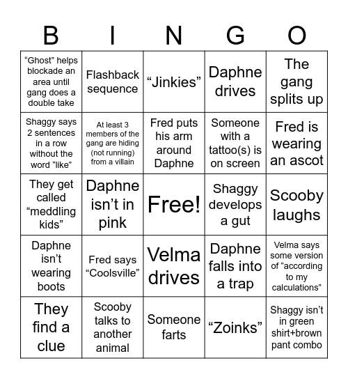 Scooby-Doo Bingo Card