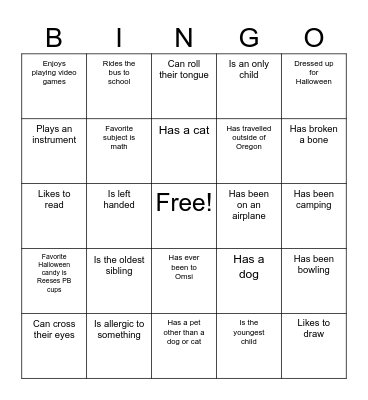 Get To Know You Bingo Card